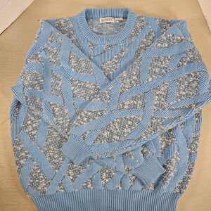 Vintage Koman Blue Patterned Women's Sweater